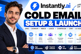 setup cold email campaign instantly ai crm domain inbox ai agent leads gen dns