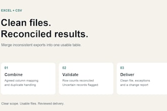 clean and merge your excel or CSV files with a validation report
