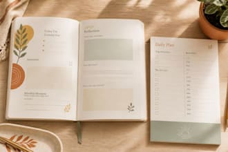 design a custom printable planner, workbook, or guided journal