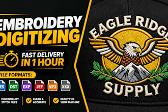 digitize image to embroidery and do logo embroidery digitizing to pes dst emb