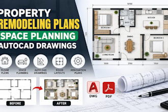 create property remodeling plans, space planning autocad drawings