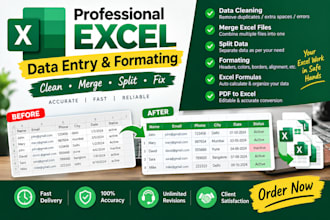 clean, formate, merge, split excel data