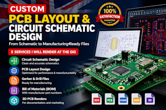 design custom pcb layout, circuit schematic and gerber files