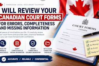 review your canadian court forms for errors completeness and missing information