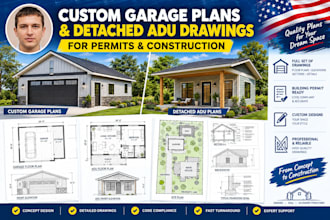 draft custom garage plans and detached adu drawings