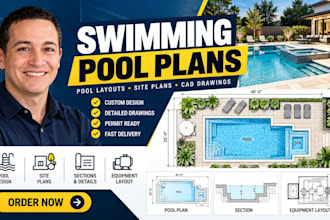 design swimming pool plans, pool layouts, site plans and cad drawings