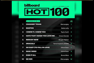 chart song on top 100 USA billboard charts for 3 weeks