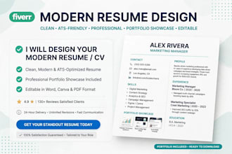 design modern professional resume and cover letter