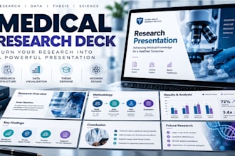 create a medical research deck, scientific presentation, thesis defense slides