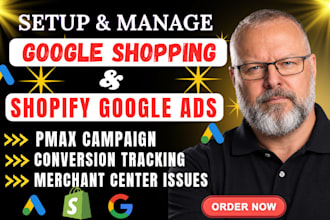 setup, manage google ads ppc campaign for shopify ecommerce search shopping ads