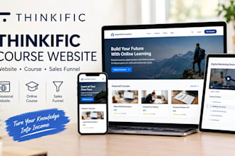 build and launch your thinkific online course website and setup sales funnel