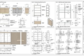 create retail store fixture and detailed shopfitting fabrication drawings