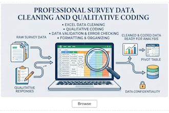 do professional survey data cleaning and qualitative coding