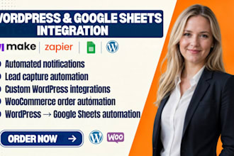 integrate wordpress woocommerce googlesheets with make zapier for real estate
