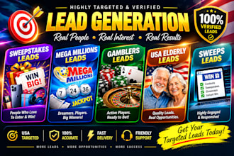 give hot sweeps leads, mega million leads, gamblers leads, USA elderly leads