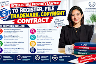 be intellectual property lawyer to register, file trademark, copyright contract