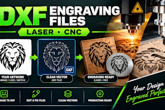 create dxf vector files for laser cutting and cnc engraving