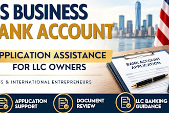 assist with US business bank account application for your llc