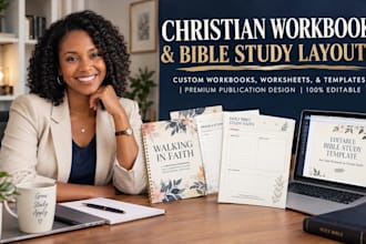 design christian workbook layouts, bible study worksheets, canva templat