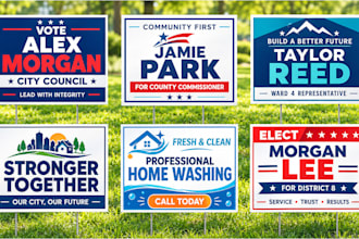 design modern yard sign, signage, or window graphics roll up or pull up banner