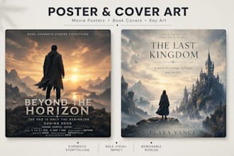 design movie poster, book cover and key art illustration for your film, or event