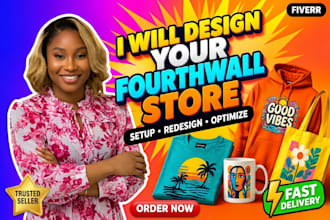do fourthwall website design setup fourth wall store, list pod product and merch