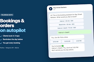 build a telegram bot for bookings, orders or notifications