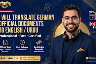 translate german official documents, letters and certificates to urdu and englis