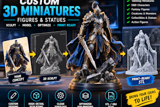 sculpt custom 3d printable miniatures, figurine, statues and tabletop games