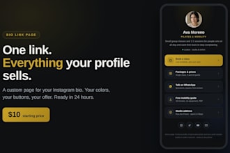 create a clean bio link page for your instagram in 24 hours