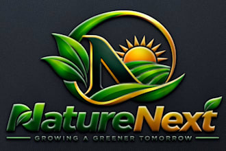 design 3d agriculture logo, eco green leaf, farm and nature brand identity