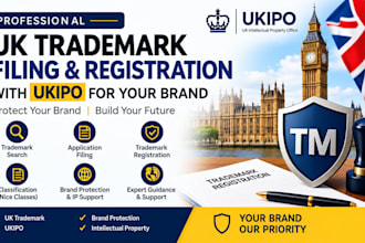 handle UK trademark filing and registration with ukipo for your brand