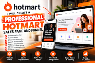 create a professional hotmart sales page and funnel