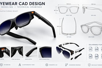 design eyeglasses optical frames, measurement charts, bom and production plans