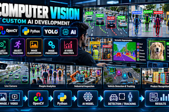 develop computer vision, opencv python, yolo and ai solution