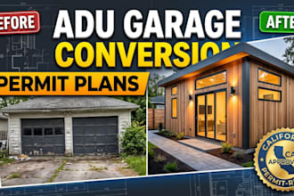 design garage conversion adu permit plans for california