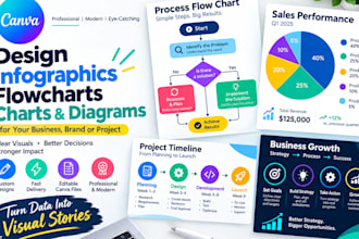 design illustrated flowcharts, infographics, pie charts, timelines  canva design