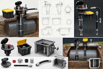 design underground fuel tank fill points, spill containers and sumps in 3d cad