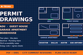 draw texas adu guest house garage apartment warehouse permit drawings