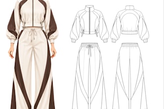 design unique womens sportswear and create technical drawings
