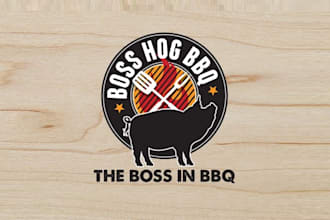 make boss hog BBQ restaurant food truck logo
