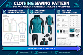 create clothing sewing pattern for activewear sportswear jackers and accessories