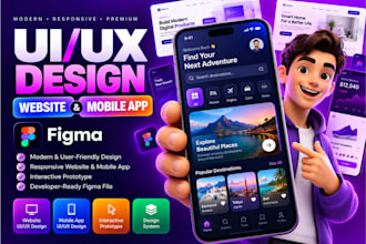 do figma mobile app UI UX design and figma website  with interactive prototype