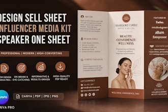 design sell sheet influencer media kit speaker one sheet PDF in canva pro