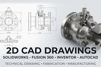 create 2d cad drawings using solidworks, fusion 360, inventor and autocad