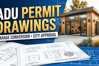 create garage conversion adu permit drawings for city approval