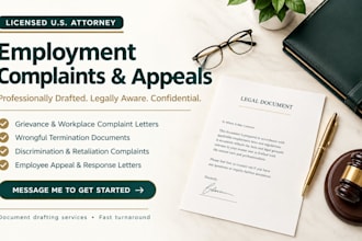 prepare wrongful termination complaint documents as a US attorney