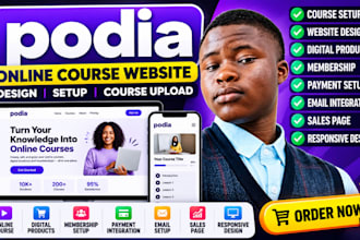 build podia online course website, podia course setup and digital products