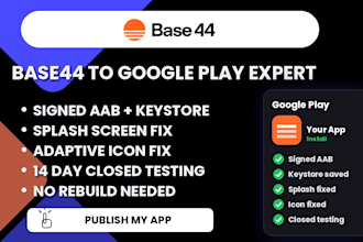 base44 android app, base44 google play aab, splash screen fix, closed testing