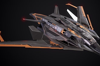 create 3d spaceship model, game ready spaceship, sci fi spacecraft model